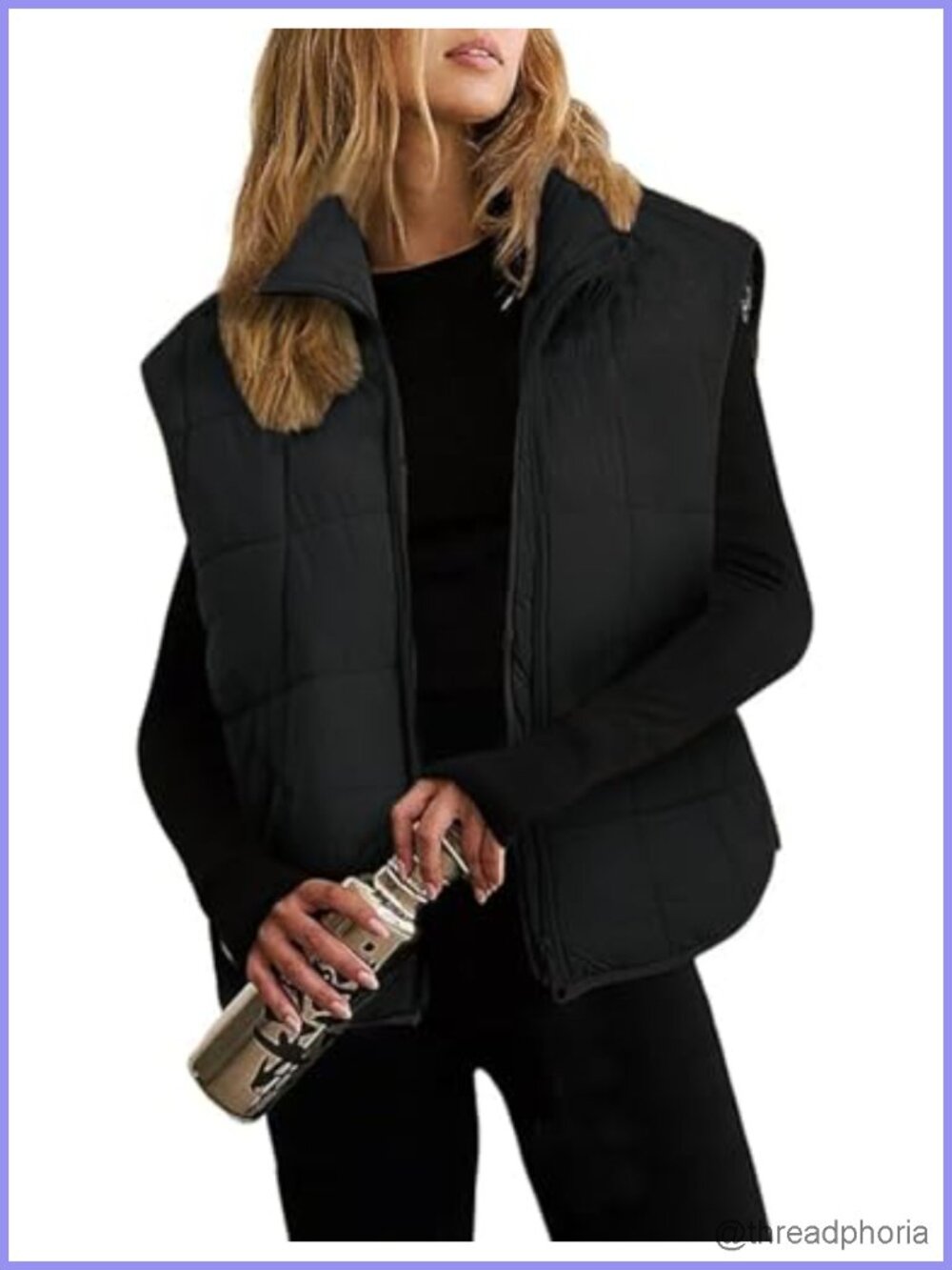 Women's Quilted Puffer Vest Boxy Oversized Sleeveless Jacket Winter Warm